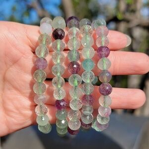 NEW 8MM FACETED FLUORITE STRETCH BRACELETS